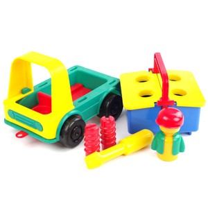 Sandspielzeug Spielzeugauto Plaho Car mit Werkzeugkasten und Fahrer Motorik