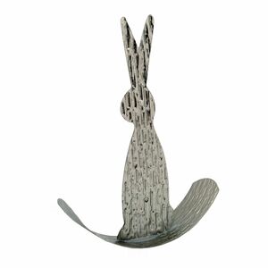 Figur Hase auf Wippe Aluminium vernickelt 22cm Dekofigur Ostern Hasenfigur