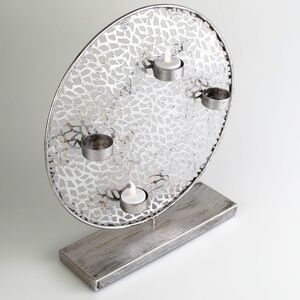 Teelichthalter Purley ca. 35 cm Antiksilber Designobjekt Metall