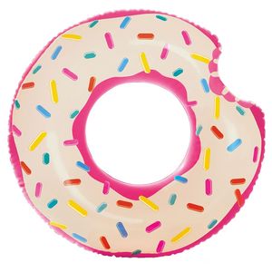 Schwimmreifen 107x99cm Donut pink weiss mit Biss aufblasbar Wasserspielzeug