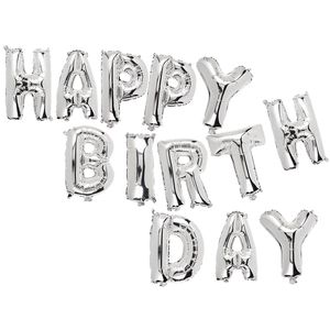 Folienballon Set silber Happy Birthday nachfllbar 13 Buchstaben 40cm Geburtstag