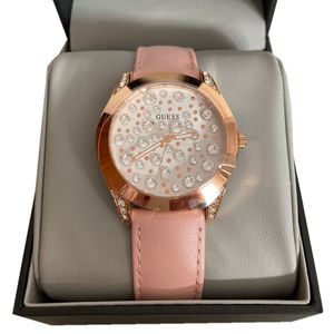 Guess Damen Armbanduhr Modell Wonderlust W1065L1 in rosa pink mit Steinchen
