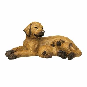 Ambiente Haus Hund mit Welpe braun liegend Dekohund Figur Hundefigur Skulptur 