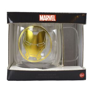 Glastasse mit Doppel-Wand Iron-Man ca. 290 ml Avengers Sammlertasse aus Glas