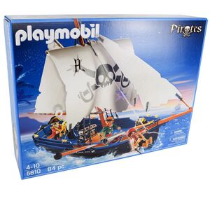 PLAYMOBIL Pirates 5810 Piraten Segelboot mit Besatzung und verschiebarer Kanone
