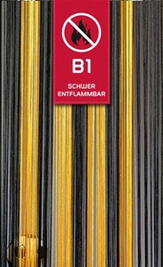 Fadenvorhang Kaikoon 150 cm x 250 schwarz-gelb in B1 schwer entflammbar