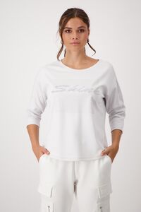Monari -  Damen Sweatshirt  mit Strass Schrift und 3/4 Arm (408269)