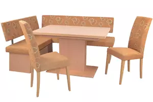 Eckbankgruppe Kreta 4- teilig bucheartig Bezug braun 140 x 180 cm, Tisch ausziehbar