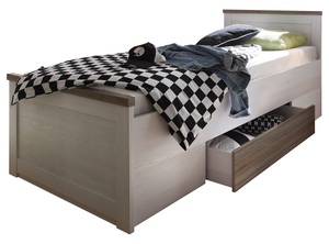 Komfortbett mit Bettkasten Luca 100 x 200 cm Pinie Wei Nachbildung, Absetzung Trffel Nachbildung