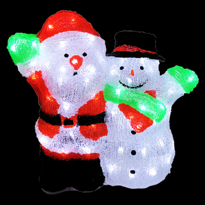Acryl Weihnachtsmann + Schneemann 90 LEDs kaltwei Auenbeleuchtung