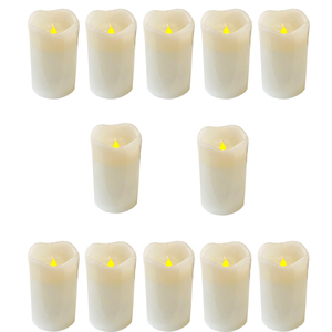 12 Stck LED - Echtwachs Kerze mit LED 5 x 6,5 cm mit Timer