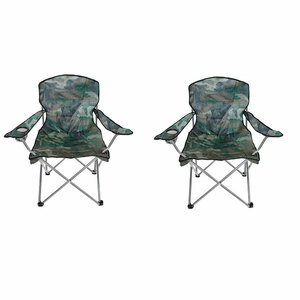 2er Set Comfort Anglersessel Campingstuhl mit Getrnkehalter Tasche Camouflage
