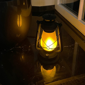 Outdoor LED Laterne Lampe fr Auen Metall Glas Schwarz Batterie 18xH31cm Dimmbar