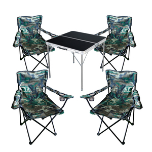 5-teiliges Campingmbel Set Camouflage Tisch schwarz + Campingsthle
