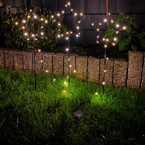 3er Stern LED-Gartenleuchtstbe Weihnachtsbeleuchtung Batterie Auenbeleuchtung