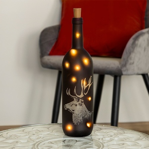 LED Deko-Flasche Lichterkette Weihnachtsdeko Rentier warmwei H37cm