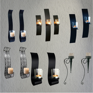 Design Wandkerzenhalter aus Metall fr Stumpenkerzen und Teelichter