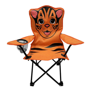 Kinder Anglersessel Orange mit Getrnkehalter und Tasche Motiv Tiger