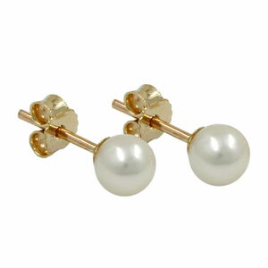 klassische Perlen Ohrstecker Ohrringe Stecker, 5 mm Zuchtperle, 9 Kt GOLD 375