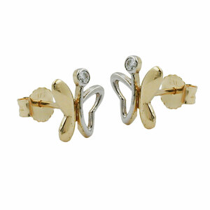 Stecker Ohrstecker bicolor Ohrring gold SCHMETTERLING Zirkonia 9 Kt Gold 375 
