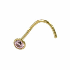 Nasenstecker Piercing Nasenpiercing gold Zirkonia rosa Spirale 18 Kt 750 Gold 