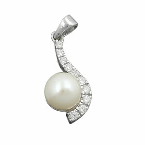 Perlenanhnger Anhnger Zucht Perle Zirkonias glnzend rhodiniert Silber 925 