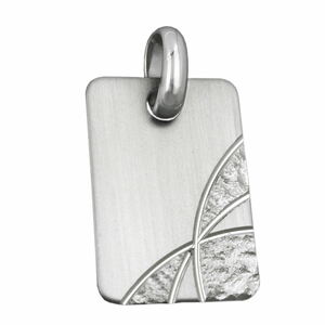Kettenanhnger Anhnger eckig Gravurplatte matt-diamantiert rhodiniert 925 Silber