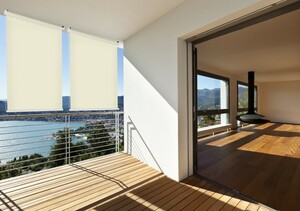 Sonnen-schutz Auen-rollo Balkon-rollo B: 100 x L: 230 cm beige creme Balkon-sicht-schutz 1 Stck