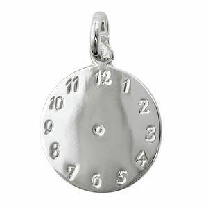 Anhnger 14mm Geburtsanhnger Uhr glnzend Silber 925