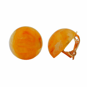Clip Ohrring 17mm gelb-orange-wei marmoriert Kunststoff-Bouton
