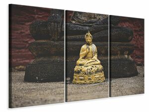 Leinwandbild 3-teilig Antiker Buddha
