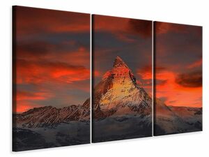 Leinwandbild 3-teilig Berge der Schweiz bei Sonnenuntergang