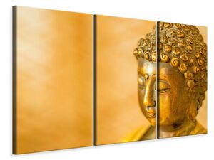 Leinwandbild 3-teilig Buddha Kopf