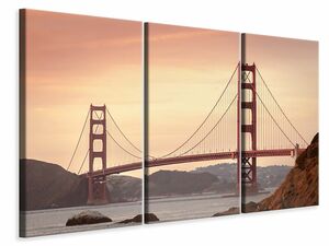 Leinwandbild 3-teilig Golden Gate Brcke im Abendlicht