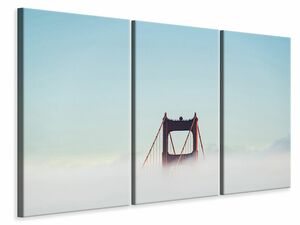 Leinwandbild 3-teilig Golden Gate im Nebel