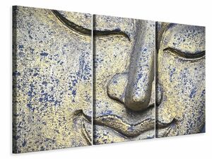 Leinwandbild 3-teilig Kopf eines Buddha in XXL