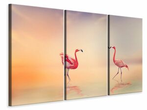Leinwandbild 3-teilig Romantische Flamingos