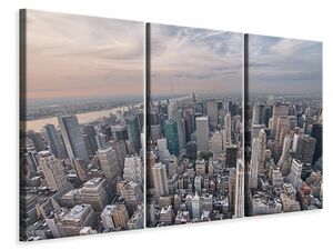 Leinwandbild 3-teilig Skyline Blick ber Manhattan