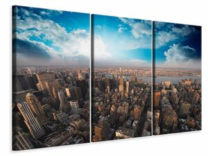 Leinwandbild 3-teilig Skyline ber den Dchern von Manhattan
