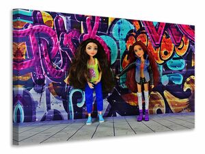 Leinwandbild Graffiti Puppen