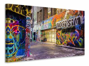 Leinwandbild Huser mit Graffiti