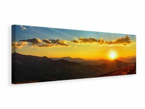 Leinwandbild Panorama Sonnenuntergang in der Welt der Berge