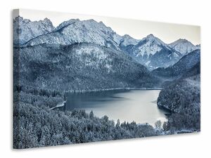 Leinwandbild Schwarzweissfotografie Berge