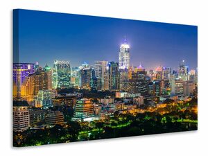Leinwandbild Skyline One Night in Bangkok