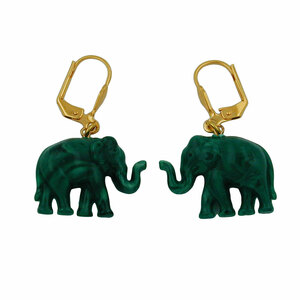 Ohrbrisur Ohrhnger Ohrringe 37x23mm goldfarben Elefant mini grn-marmoriert Kunststoffperle