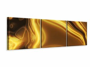 Panorama Leinwandbild 3-teilig Abstrakt Flssiges Gold