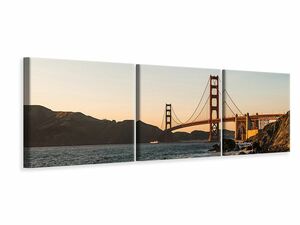 Panorama Leinwandbild 3-teilig An der Golden Gate Brcke