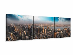 Panorama Leinwandbild 3-teilig Skyline ber den Dchern von Manhattan