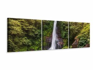 Panorama Leinwandbild 3-teilig Wasserfall Bali