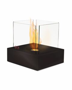 Tisch-ethanol-kamin Tisch-feuer Feuer-schale mit Schutz-glas-scheiben und Lsch-deckel schwarz